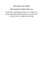 BỐI CẢNH ĐẠI DỊCH COVID 19 VÀ TÁC ĐỘNG CỦA NÓ ĐẾN HOẠT ĐỘNG KINH DOANH CỦA CÁC NGÂN HÀNG TẠI VIỆT NAM VÀ CÁC BIỆN PHÁP ỨNG PHÓ
