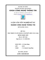 LUẬN VĂN TỐT NGHIỆP KỸ SƯ NGÀNH CÔNG NGHỆ THÔNG TIN ĐỀ TÀI :THU THẬP VÀ XÂY DỰNG CƠ SỞ DỮ LIỆU CÁC LOẠI BỆNH NHIỆT ĐỚI