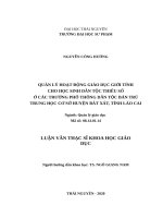 Quản lý hoạt động giáo dục giới tính cho học sinh dân tộc thiểu số ở các trường phổ thông dân tộc bán trú trung học cơ sở huyện bát xát, tỉnh lào cai 