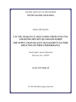 Các yếu tố quản lý chất lượng chuỗi cung ứng ảnh hưởng đến kết quả doanh nghiệp 