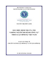 Dấu hiệu định tội danh của tội chống người thi hành công vụ theo luật hình sự việt nam 