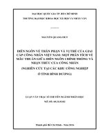 Diễn ngôn về thân phận và vị thế của giai cấp công nhân việt nam  một phân tích về mâu thuẫn giữa diễn ngôn chính thống và nhận thức của công nhân (nghiên cứu tại các khu công nghiệp ở tỉnh bình dương) 