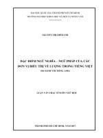 Đặc điểm ngữ nghĩa   ngữ pháp của các đơn vị biểu thị về lượng trong tiếng việt (so sánh với tiếng anh)     