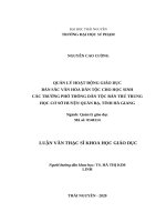 Quản lý hoạt động giáo dục bản sắc văn hóa dân tộc cho học sinh các trường phổ thông dân tộc bán trú trung học co sở huyện quản bạ, tỉnh hà giang 