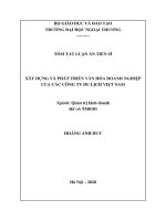 Tóm tắt luận án Tiến sĩ Quản trị kinh doanh: Xây dựng và phát triển văn hóa doanh nghiệp của các Công ty du lịch Việt Nam