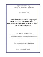 Hợp tác quốc tế trong hoạt động phòng ngừa tội phạm tàng trữ, vận chuyển và mua bán trái phép chất ma túy giữa việt nam và lào 