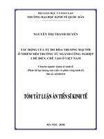 Tác động của tự do hóa thương mại tới ô nhiễm môi trường từ ngành công nghiệp chế biến chế tạo ở việt nam (tt) 