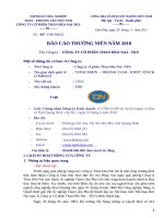 BÁO CÁO THƯỜNG NIÊN NĂM 2010Tên Công ty : CÔNG TY CỔ PHẦN THAN ĐÈO NAI - TKV