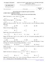 Đề thi học kì 2 môn Toán lớp 11 năm 2019-2020 – Sở GD&ĐT Vĩnh Phúc