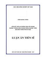 Liên kết giữa hộ nông dân với doanh nghiệp trong kinh doanh nông nghiệp trên địa bàn thành phố hà nội