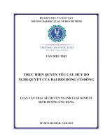 Thực hiện quyền yêu cầu hủy bỏ nghị quyết của đại hội đồng cổ đông 