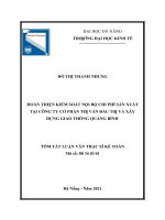 Hoàn thiện kiểm soát nội bộ chi phí sản xuất tại công ty cổ phần tư vấn đầu tư và xây dựng giao thông quảng bình 