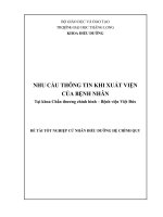 KHÓA LUẬN tốt NGHIỆP điều DƯỠNG (HOÀN CHỈNH) nhu cầu thông tin khi xuất viện của bệnh nhân tại khoa chấn thương chỉnh hình   bệnh viện việt đức 