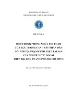 Hoạt động phòng ngừa tội phạm của lực lượng cảnh sát nhân dân đối với tội phạm cướp giật tài sản của người ngước ngoài trên địa bàn thành phố hồ chí minh 