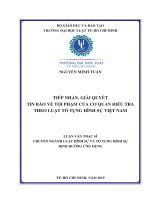 Tiếp nhận, giải quyết tin báo về tôi phạm của cơ quan điều tra theo luật tố tụng hình sự việt nam 