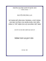 Sử dụng mô hình mulltinomal logit đánh giá ảnh hưởng của nhân khẩu học đến hành vi tiết kiệm của hộ gia đình việt nam (tt) 