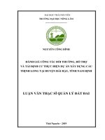 Đánh giá công tác bồi thường hỗ trợ và tái định cư thực hiện dự án xây dựng cầu thịnh long huyện hải hậu tỉnh nam định 