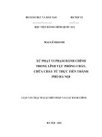Xử phạt vi phạm hành chính trong lĩnh vực phòng cháy, chữa cháy   từ thực tiễn thành phố hà nội 
