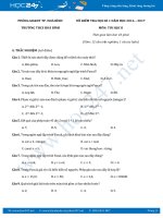 Đề kiểm tra học kì 1 môn Tin học lớp 8 có đáp án năm 2017 - Trường THCS Hòa Bình