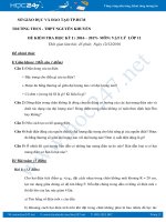 Đề thi và đáp án HK1 môn Vật Lý 11 trường tư thục Nguyễn Khuyến năm học 2016- 2017