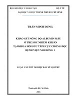 Khảo sát nồng độ albumin máu ở trẻ sốc nhiễm khuẩn tại khoa hồi sức tích cực chống độc bệnh viện nhi đồng 1 