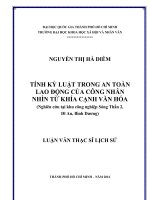 Tính kỷ luật trong an toàn lao động của công nhân nhìn từ khía cạnh văn hóa (nghiên cứu tại khu công nghiệp sóng thần 2, dĩ an, bình dương)     