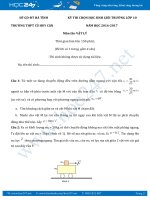 Đề thi HSG Vật Lý 10 năm học 2016-2017 trường THPT Cù Huy Cận- Hà Tĩnh có đáp án