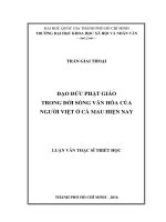 Đạo đức phật giáo trong đời sống văn hóa cộng đồng của người việt ở cà mau hiện nay     