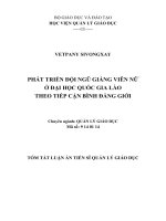 Phát triển đội ngũ giảng viên nữ ở đại học quốc gia lào theo tiếp cận bình đẳng giới TT 