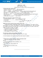 Đề kiểm tra 1 tiết Tiếng Anh lớp 9 lần 1