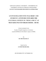 An investigation into teachers and students attitudes twoards the cultural content in  tieng anh 11  at tran khai nguyen high school   hcmc    m a   