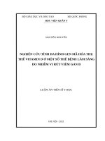 Nghiên cứu tính đa hình gen mã hóa thụ thể vitamin d trong một số thể bệnh lâm sàng do nhiễm vi rút viêm gan b 