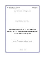 Hoạt động của bộ phận tiếp nhận và trả kết quả tại ủy ban nhân dân xã, phường thành phố tuyên quang 
