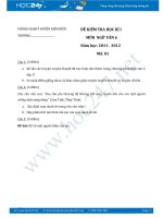 Đề thi học kì 1 Ngữ Văn 6 năm 2012 phòng GD&ĐT Điện Biên