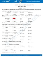 Đề thi khảo sát chất lượng đầu năm tiếng Anh lớp 8