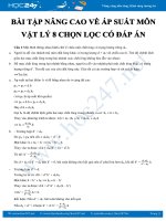 Tuyển chọn bài tập nâng cao về Áp suất môn Vật Lý 8 chọn lọc có đáp án