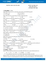 Đề ôn tập HK1 môn Hóa 9 năm học 2019 - 2020 Trường THCS Nguyễn Huệ