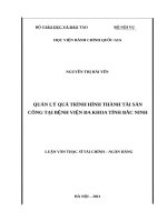 Quản lý quá trình hình thành tài sản công tại bệnh viện đa khoa tỉnh bắc ninh 
