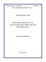 (Luận văn thạc sĩ) chất lượng tín dụng đầu tư tại ngân hàng phát triển việt nam   chi nhánh gia lai 