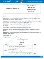 Bộ 3 đề thi học kỳ 1 môn Vật Lý 7 năm 2020 có đáp án Trường THCS Phạm Hữu Lầu