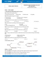 Đề thi HK1 Sinh 9 - Phòng GD&ĐT Vĩnh Bảo 2016 có đáp án