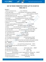 Bài tập Word formation (Thành lập từ) Tiếng Anh 12