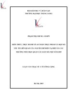 Kiến thức, thực hành về an toàn thực phẩm và một số yếu tố liên quan của người chế biến tại bếp ăn các trường tiểu học quận cầu giấy, hà nội năm 