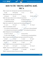 Câu hỏi trắc nghiệm ôn tập chủ đề Hơi nước và mưa Địa lí 6 có đáp án
