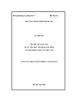 (Luận văn thạc sĩ) xử lý tổ chức tín dụng yếu kém tại bảo hiểm tiền gửi việt nam 