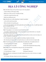 Bài tập trắc nghiệm ôn tập chủ đề Địa lí công nghiệp Địa lí 10 có đáp án