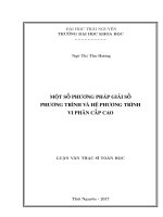 Luận văn thạc sĩ một số phương pháp giải số phương trình và hệ phương trình vi phân cấp cao 