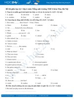 Đề thi giữa học kỳ 1 lớp 6 môn Tiếng anh trường THCS Kim Thư