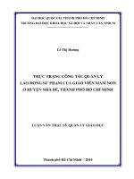 Thực trạng công tác quản lý lao động sư phạm của giáo viên mần non ở huyện nhà bè, thành phố hồ chí minh     