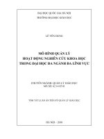 Tóm tắt luận án Tiến sĩ Quản lý Giáo dục: Mô hình quản lý hoạt động nghiên cứu khoa học trong Đại học đa ngành đa lĩnh vực